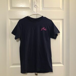 Rusty Navy Blue Tee with Pink Logo